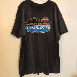 Harley Davidson Short Sleeve T Shirt Grey Black Dye 2XL Mens Charlotte NC